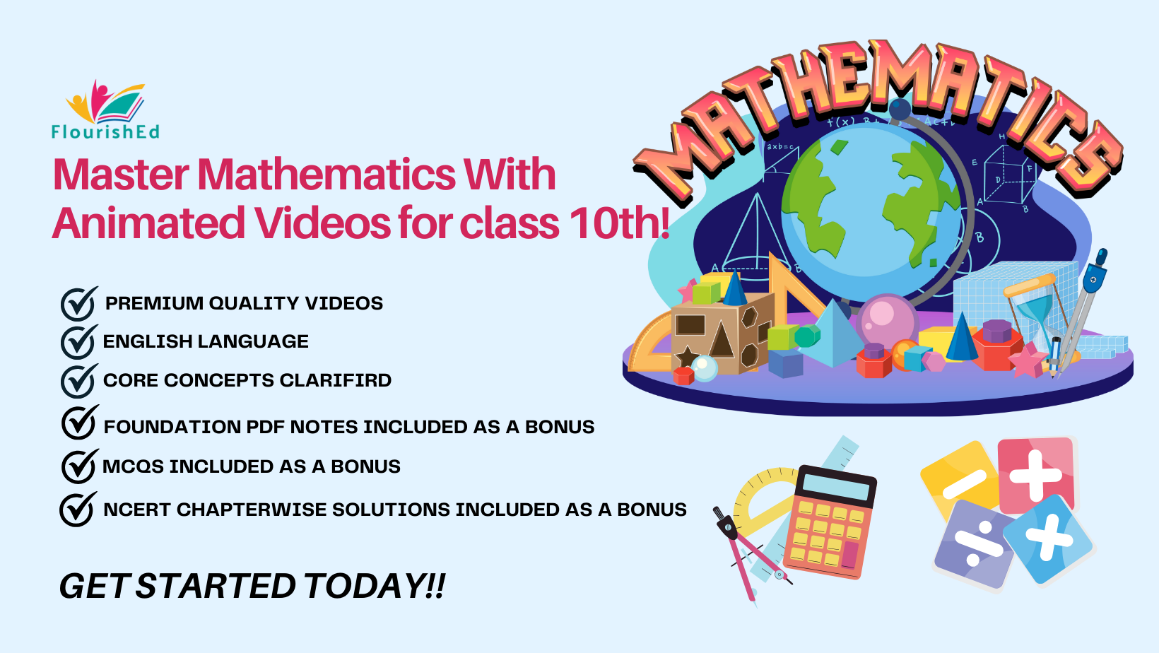 English Medium : 10th Standard Mathematics Animated Videos, Notes, and MCQs.